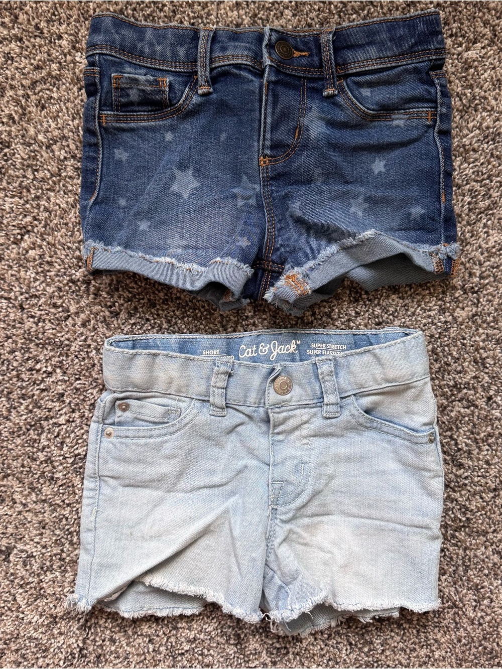 Cat & Jack Denim Shorts 2 Pair - Dark Blue Star & Light Wash
